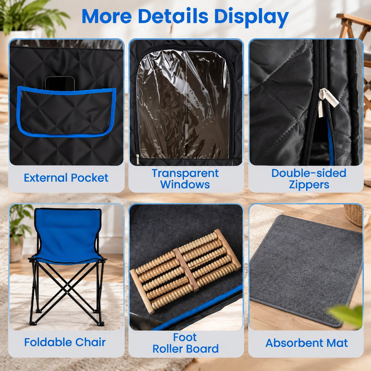 AIRFIND Portable Steam Sauna with 3 L Steamer, 9 Heat Levels, 15-99 Minute Timer, Remote Control, Folding Chair and Floor Mat, Black
