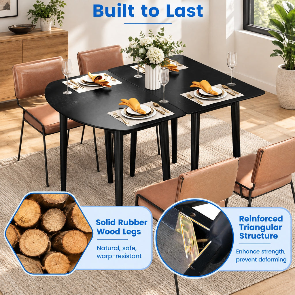 Airfind Rectangular Wooden Dining Table for 2-4 34 Inch Farmhouse Solid Wood Kitchen Table, 165 lbs Capacity, MDF Rubber Wood Rectangular Frame