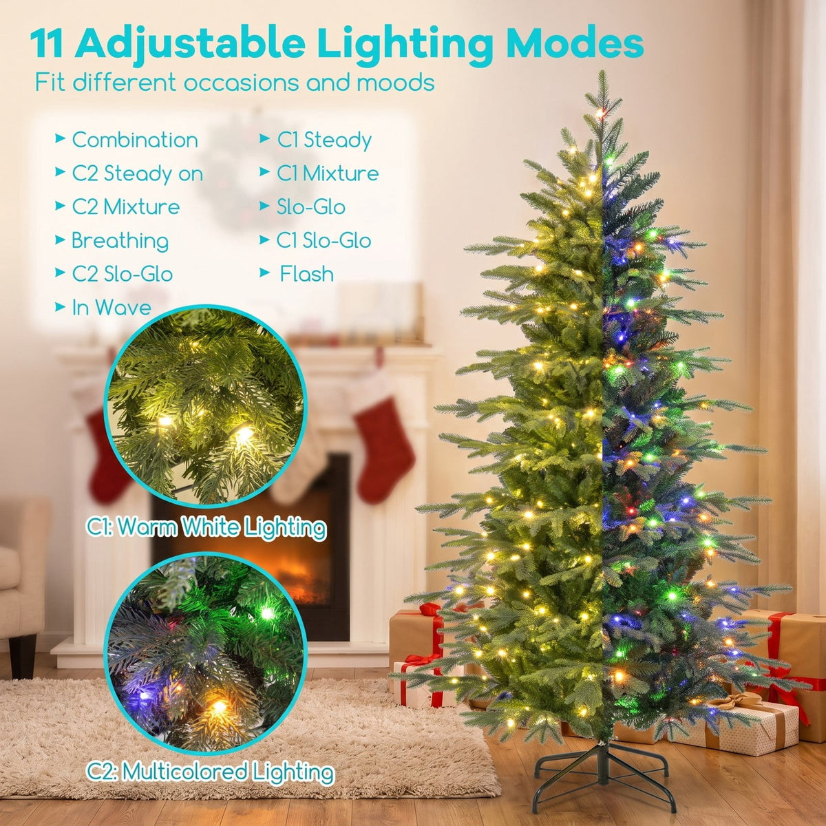 Airfind 6 Feet Pre, PVC PE Metal Tree Height 6 ft Tree Width 3.6 ft Frame, White, Diameter of the Metal Base 20 Inch