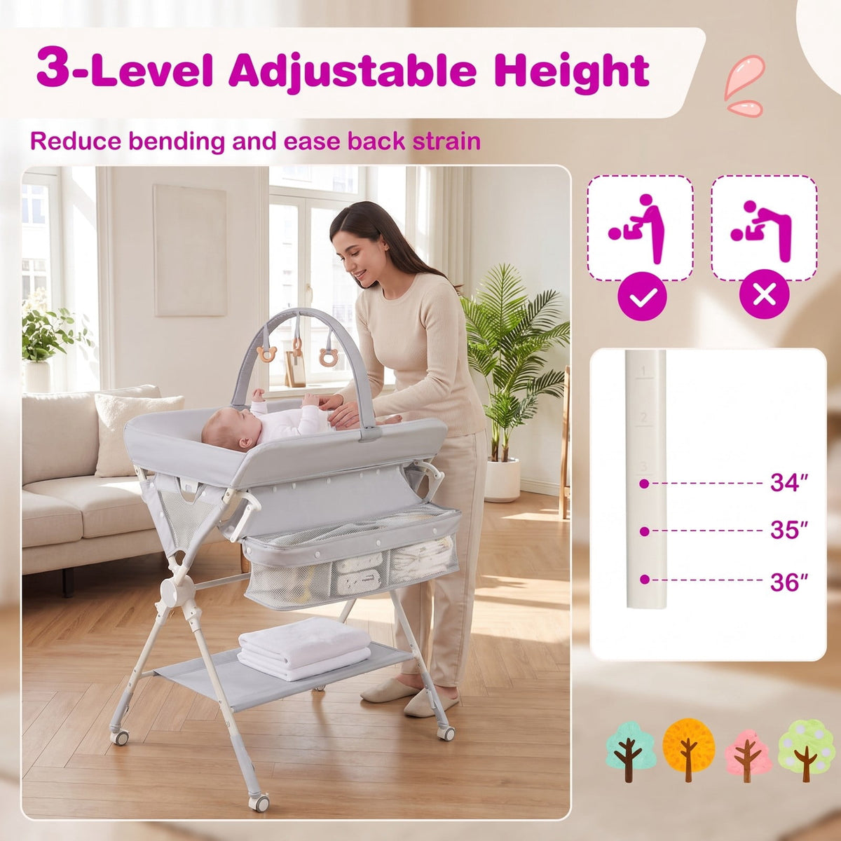 Airfind Youth Changing Table Foldable Diaper Changing Station with Storage Bag and Shelf, 55 lbs for Everyday Use, Unspecified