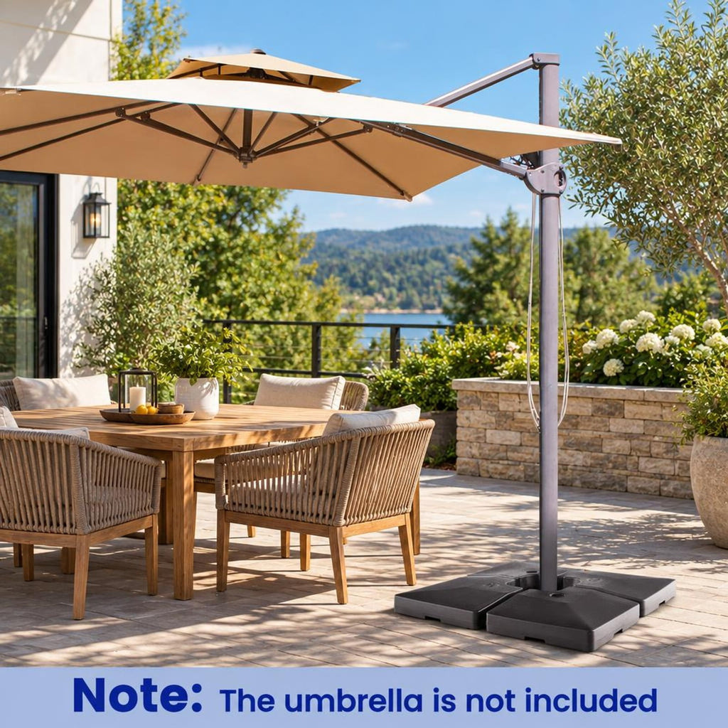 Airfind 4-Piece 20L Cantilever Offset Patio Umbrella Base, Providing 200 lbs large water filling capacity, Each plates can be stacked up to save space