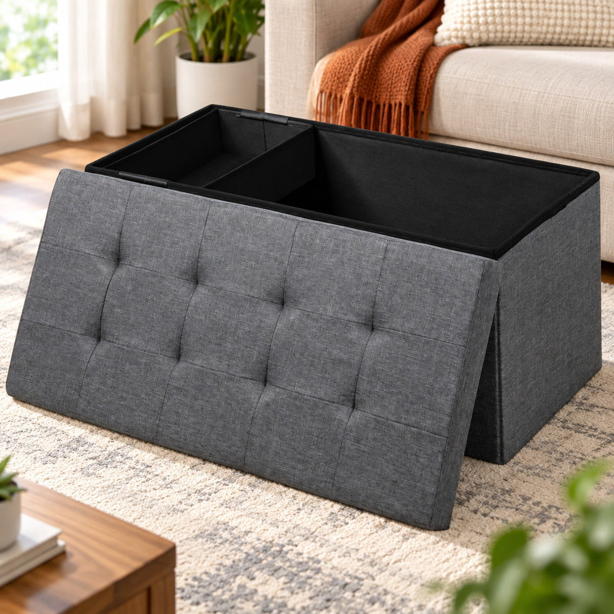 Airfind 31.5 Inch Fabric Foldable Storage with Removable Storage Bin, 350 lbs Capacity, Oxford fabric Frame, 31.5in x 16in x 16in Footprint, Dark Gray