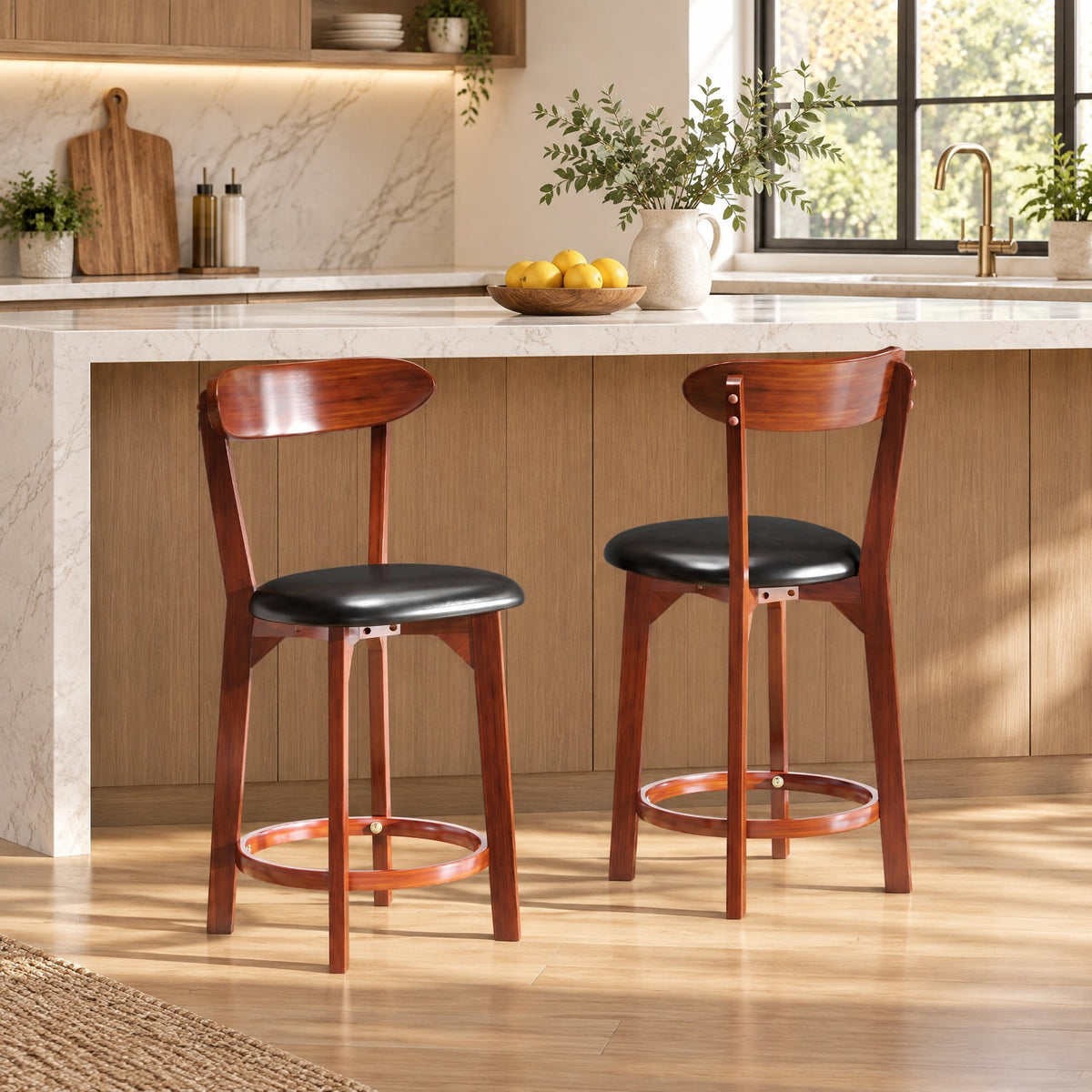 Airfind Set of 2 24 Inch Modern Armless Upholstered Cushioned Seat Island Dining Chairs for Kitchen, 275 lbs Capacity, 16.5 x 19 x 40 Footprint