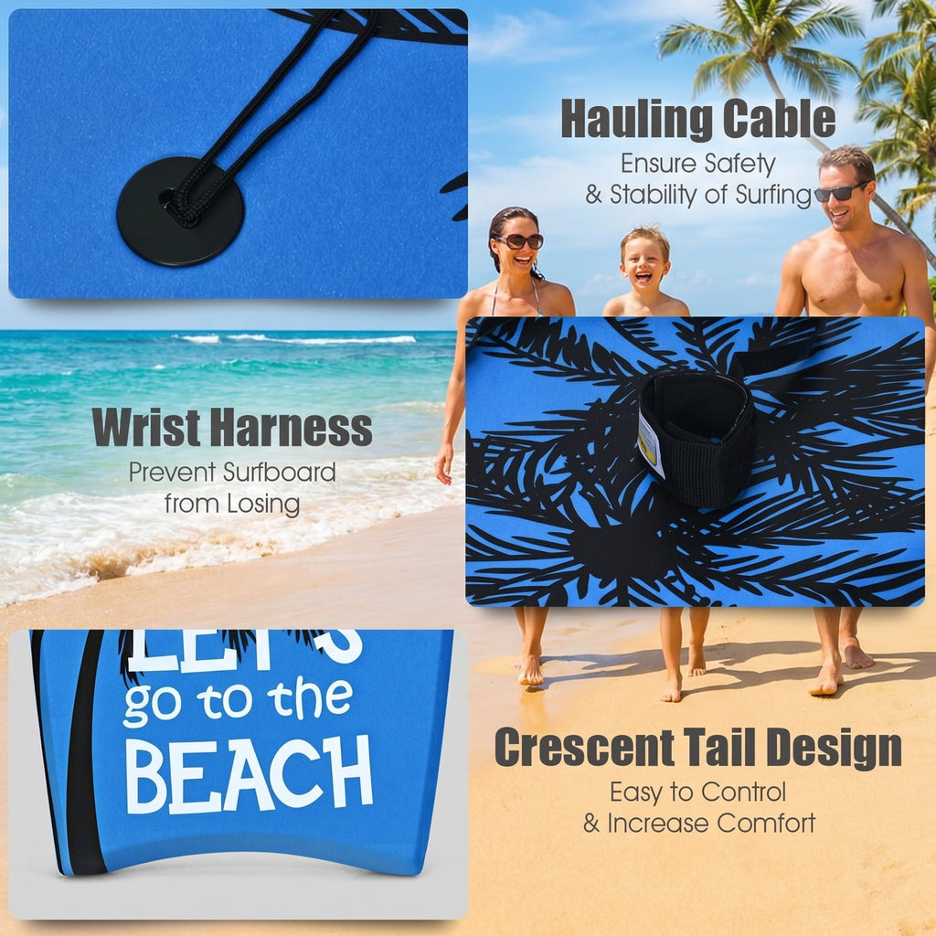 Airfind 41 Inch Ultra-Light IXPE Bodyboard for Adults ¡ª Cool-Touch Deck, EPS Core, HDPE Slick Bottom, Crescent Tail, Coiled Wrist Leash (Blue)