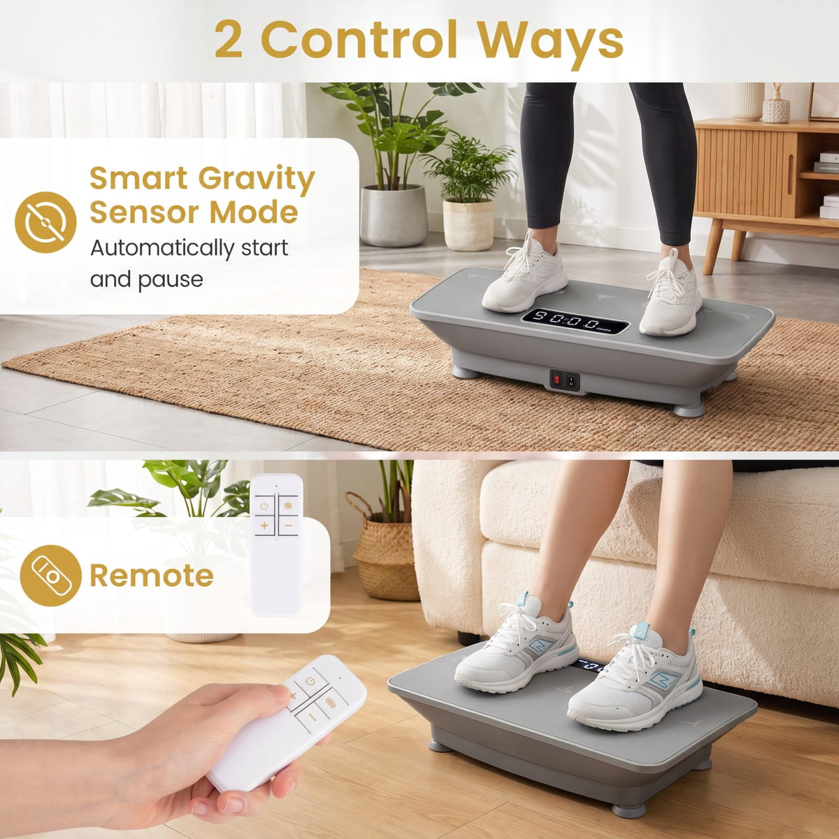 Airfind Vibration Plate Exercise Machine with Gravity Sensor and 10 Speed Levels for Whole Body Home Workout and Weight Loss, Gray