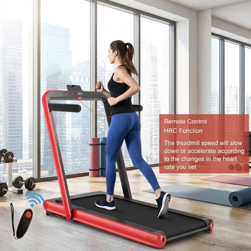 Airfind 4.75HP 2-in-1 Walk-to-Run Folding Treadmill with APP Sync, Red