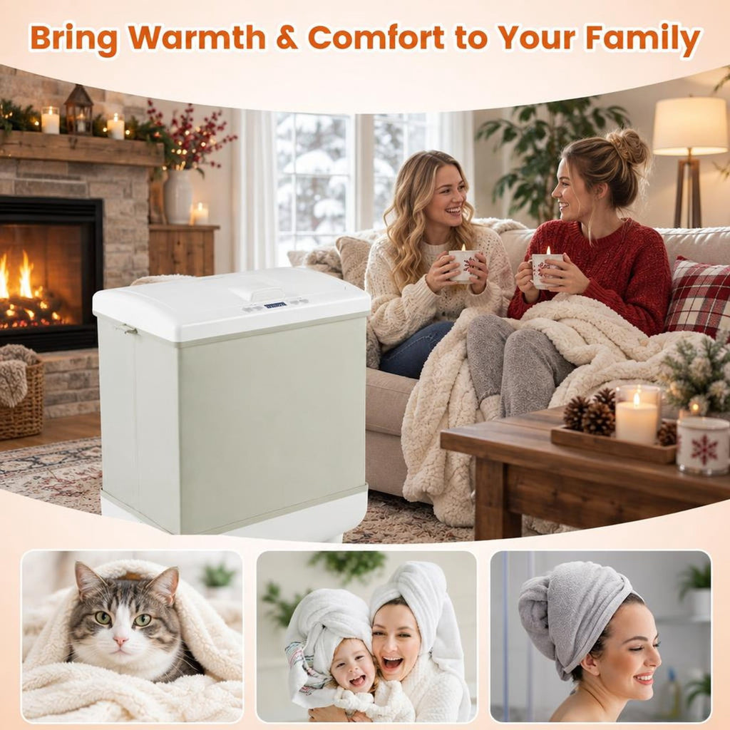 Airfind 35L Large Towel Warmer with Heating and Drying Modes for Bathroom, ABS Frame, 16 x 11.5 x 23.5 Footprint, Beige