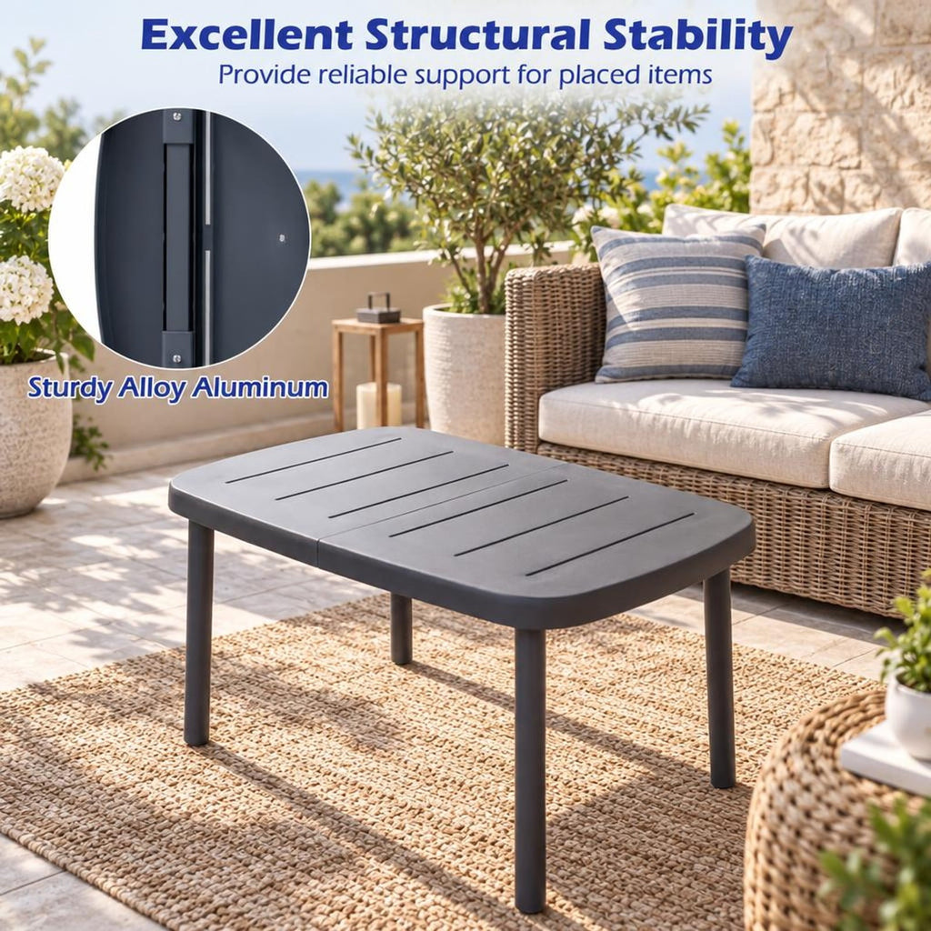 Airfind Rectangular Patio Storage Side Table with Aluminum Alloy Rods for Poolside, 110 lbs Capacity, ABS PP Aluminum Alloy Frame, Gray