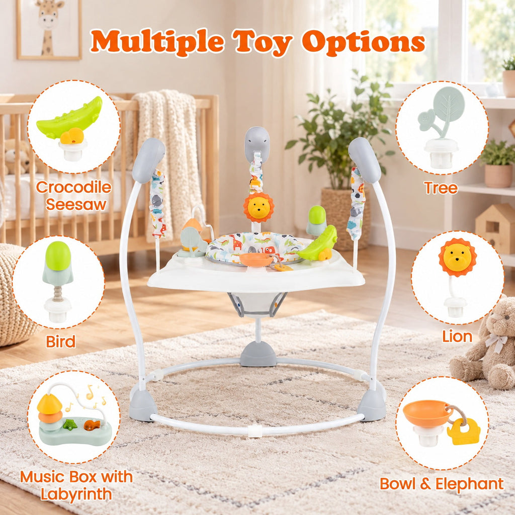 Airfind Child Jump and Play Activity Center with Rotatable Seat and Interactive Toys, 26.5 Lbs Capacity, Pp, for 7-15 Months Old, White