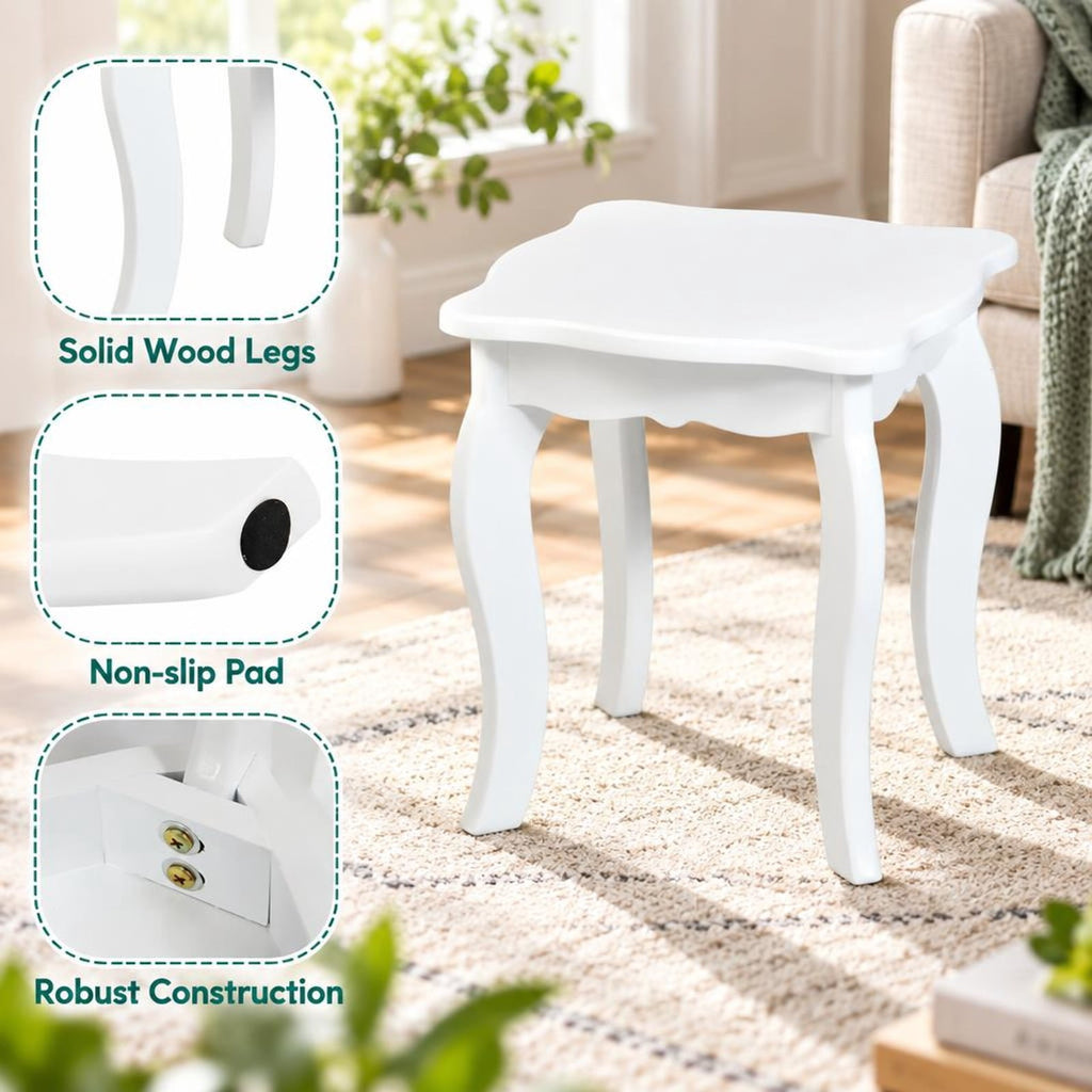 Airfind Kids Princess Make Up Dressing Table with Tri-folding Mirror and Chair, 33 lbs Capacity, MDF Frame, 27.5 x 13.5 x 37.5 Footprint, White