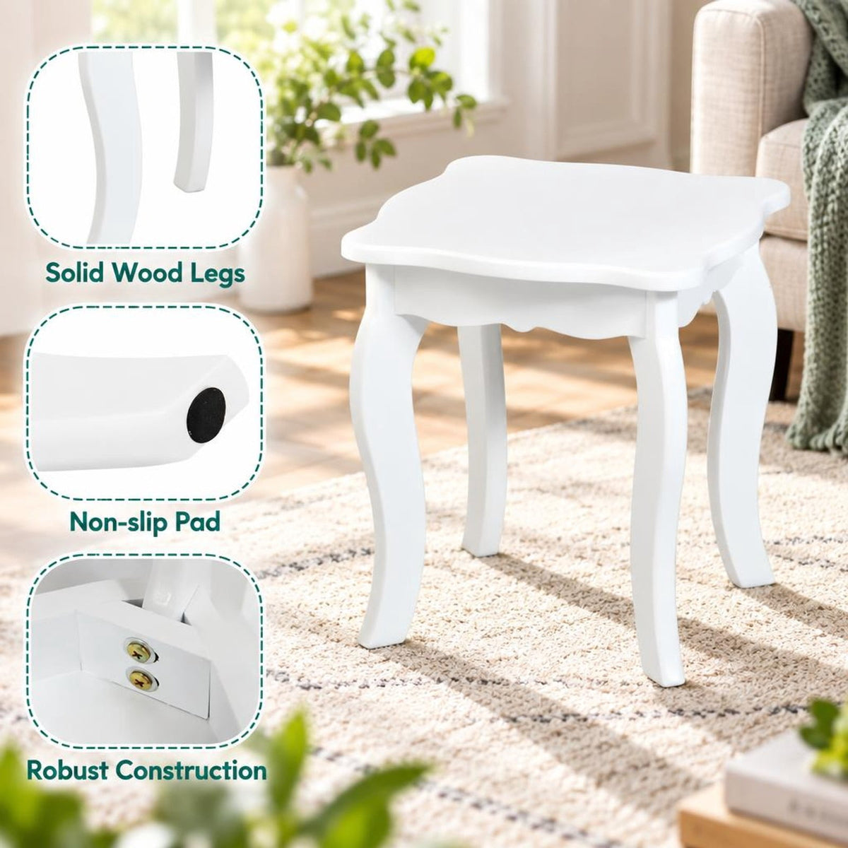 Airfind Kids Princess Make Up Dressing Table with Tri-folding Mirror and Chair, 33 lbs Capacity, MDF Frame, 27.5 x 13.5 x 37.5 Footprint, White