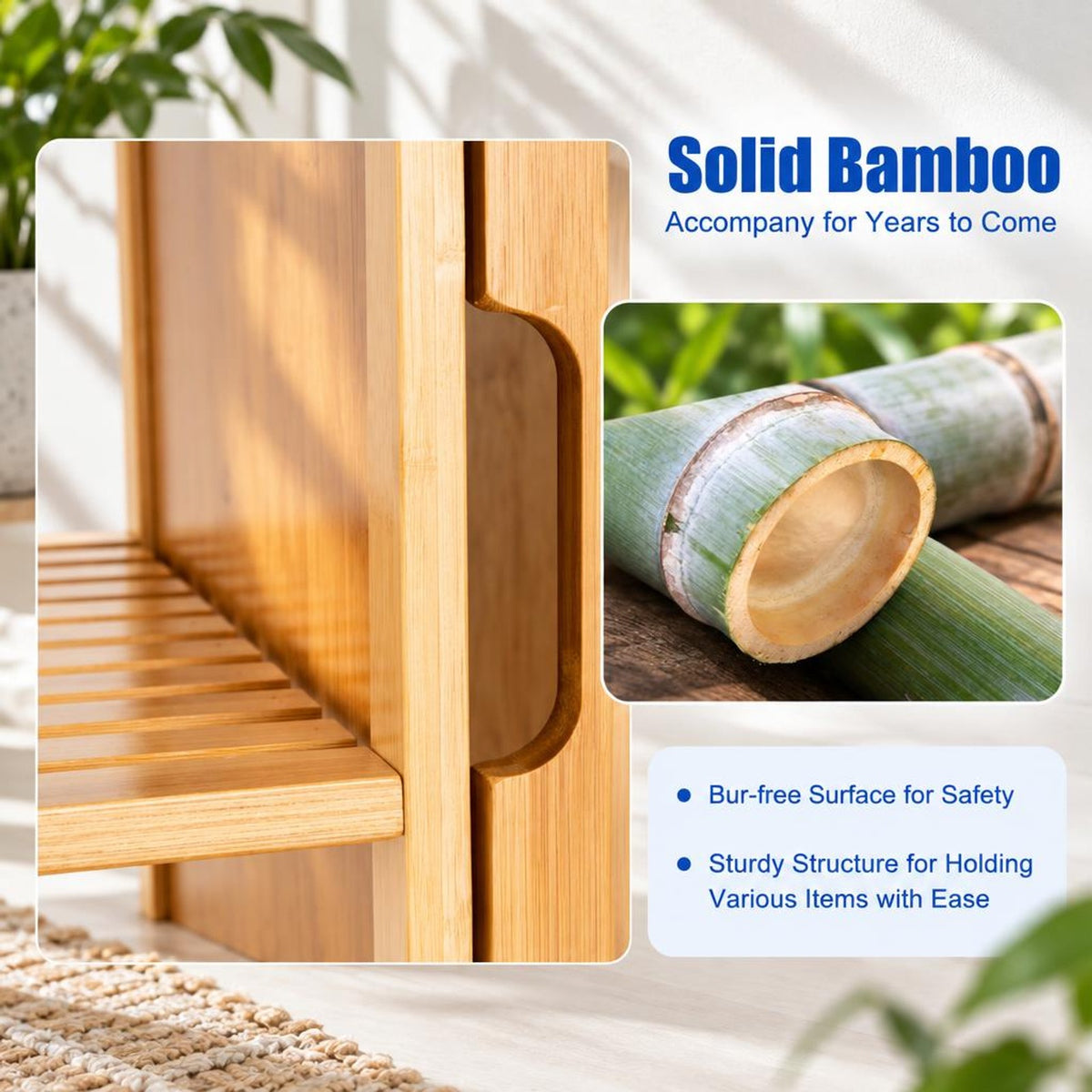 Airfind Bamboo Bathroom Storage Cabinet with Single Door, 30 lbs Capacity, Bamboo MDF Frame, 26in x 13in x 34.5in Footprint, Natural