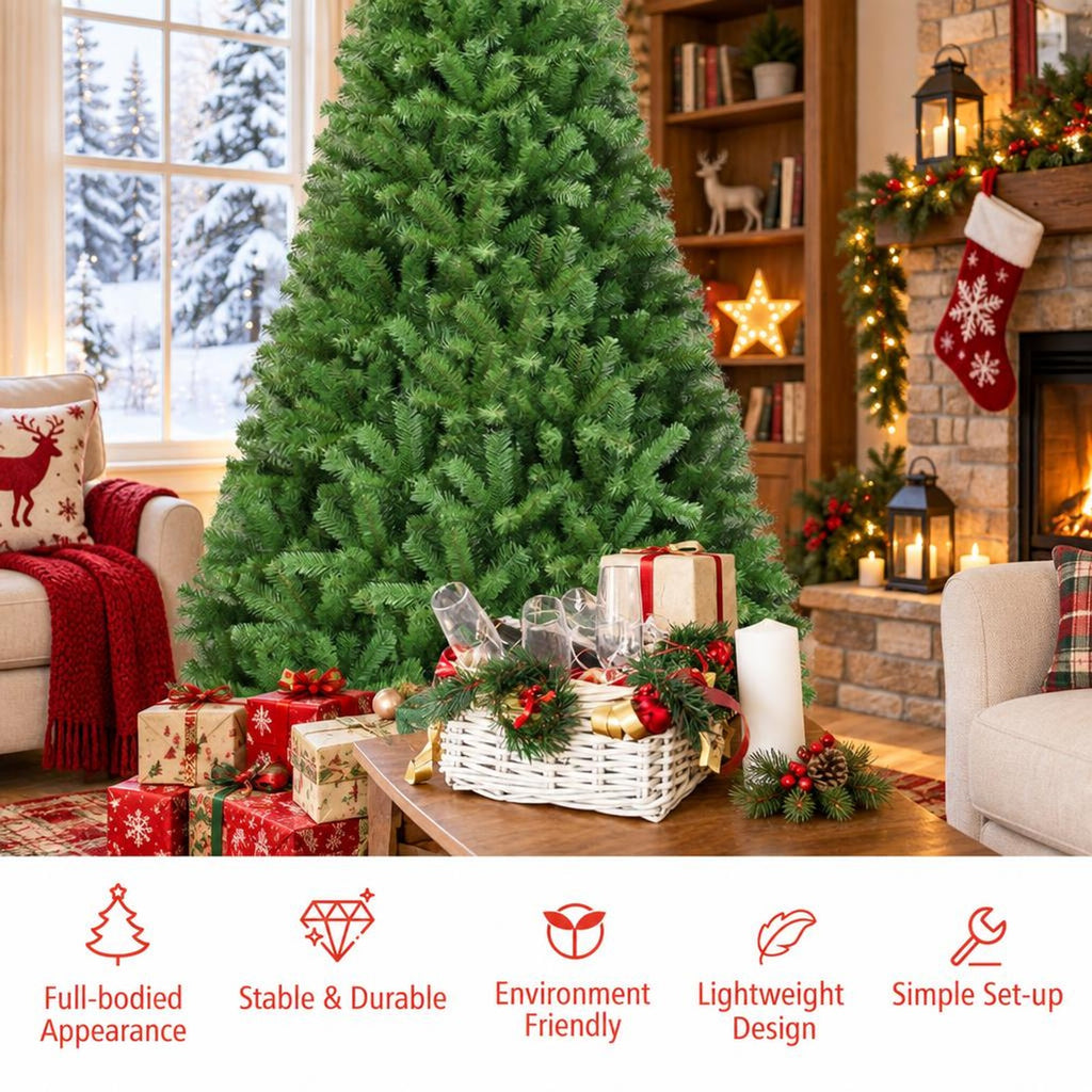 Airfind PVC Artificial Christmas Tree Premium Hinged-9 ft, PVC iron Frame, 3.8ft x 6ft Footprint, Green