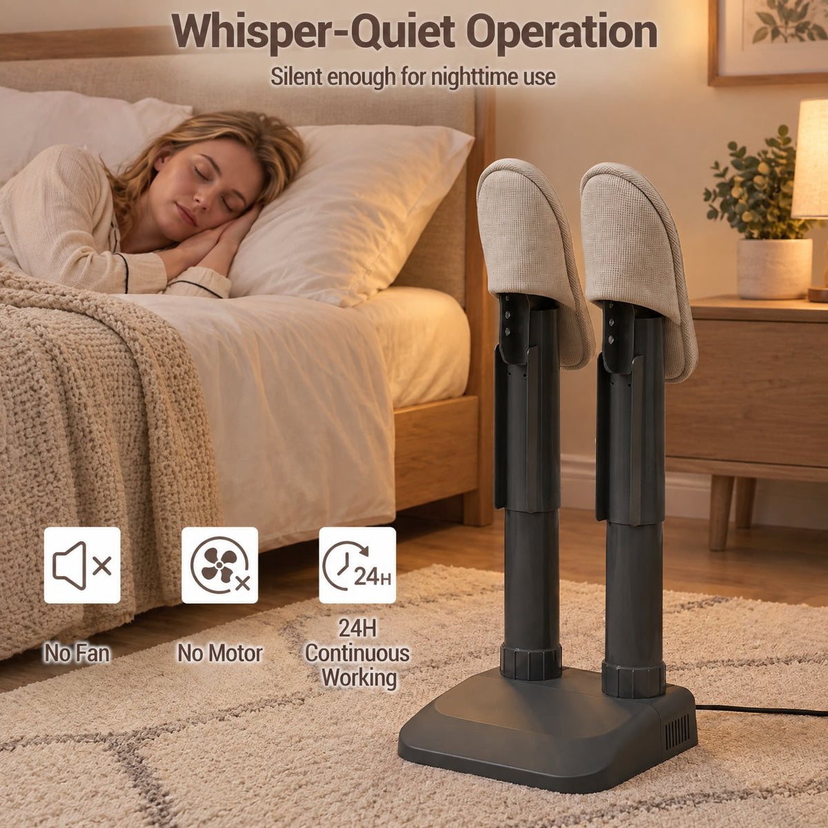 Airfind Electric Shoe Dryer and Boot Warmer with Quiet Fanless Convection Drying for Home and Entryway for Everyday Use, Black