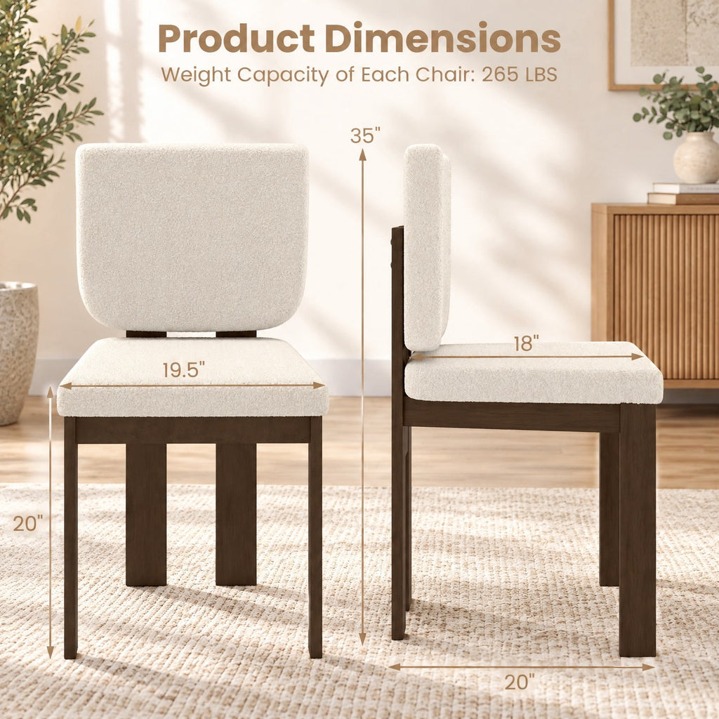 Airfind Wooden Dining Chair Set of 2 with Rubber Wood Leg for Home Office Living Room, Chair 265 lbs Capacity, Rubber Wood Sherpa Sponge Frame