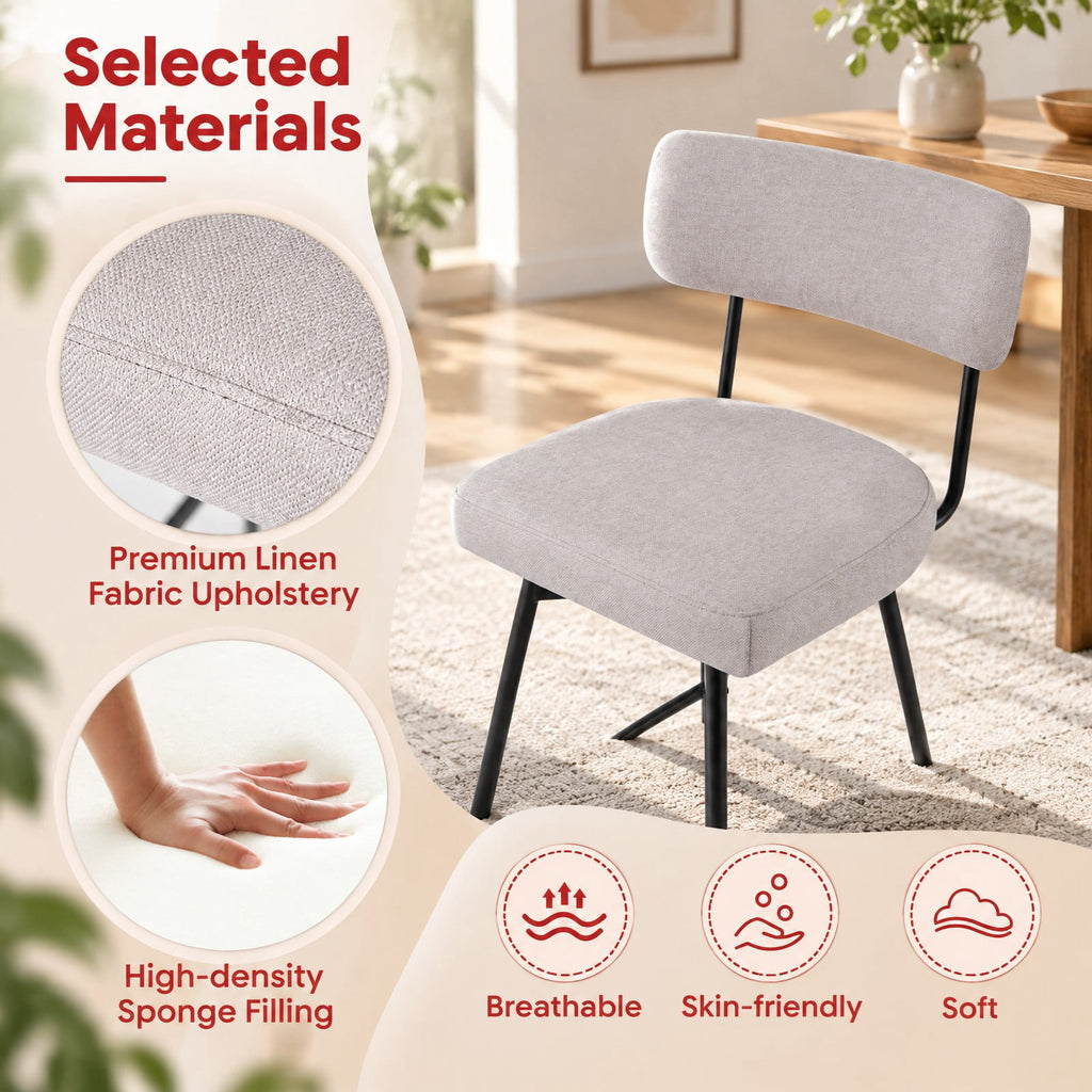 Airfind 25 Inch 2-Piece Modern Upholstered Bar Stools with Back and Footrests, 330 lbs Capacity, Polywood Metal Sponge Linen Type Cloth Frame, Beige