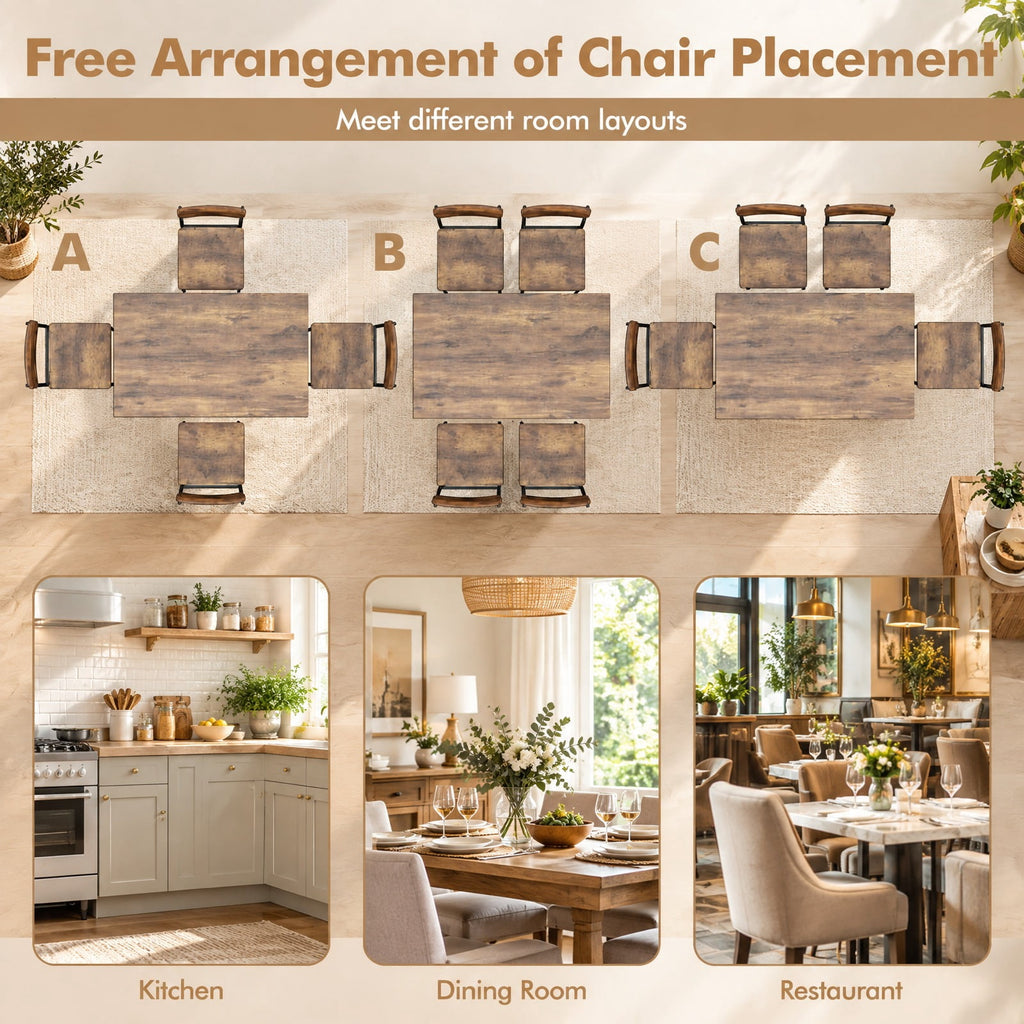 Airfind 5-Piece Industrial Dining Table Set for 4 for Small Place Apartment, 200 lbs Capacity, MDF Metal Frame, Coffee