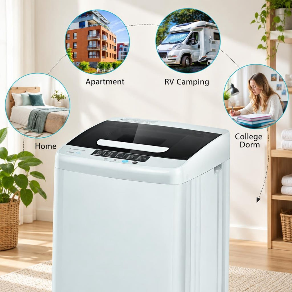 Airfind 8.8 lbs Portable Full-Automatic Laundry Washing Machine with Drain Pump, PP Stainless Steel Frame, 18 Footprint, Grey
