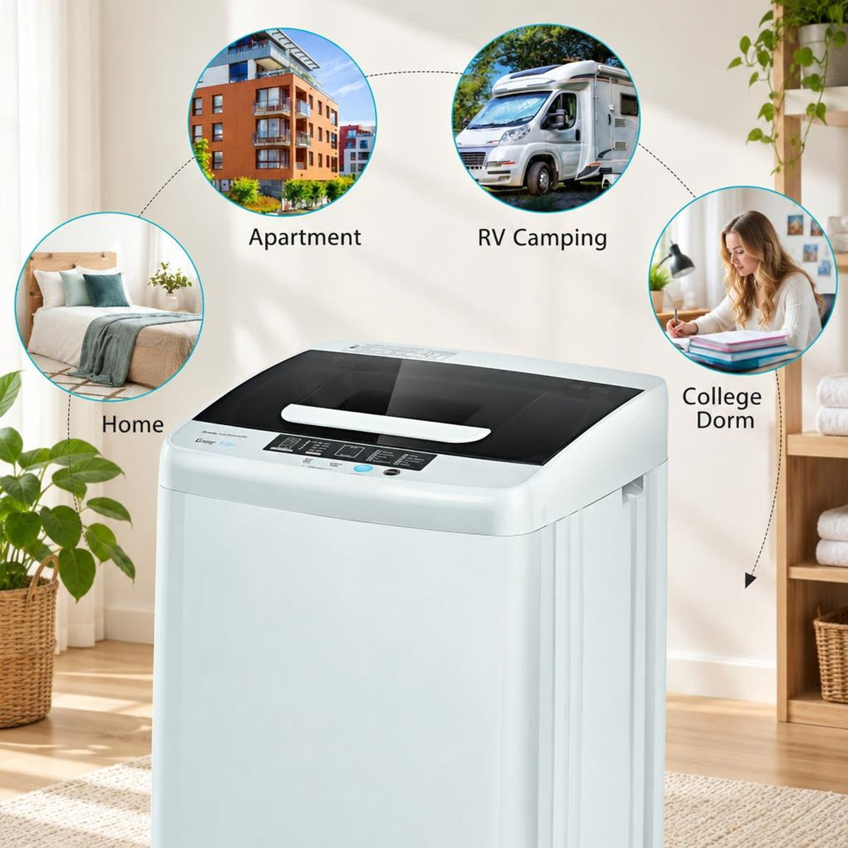 Airfind 8.8 lbs Portable Full-Automatic Laundry Washing Machine with Drain Pump, PP Stainless Steel Frame, 18 Footprint, Grey