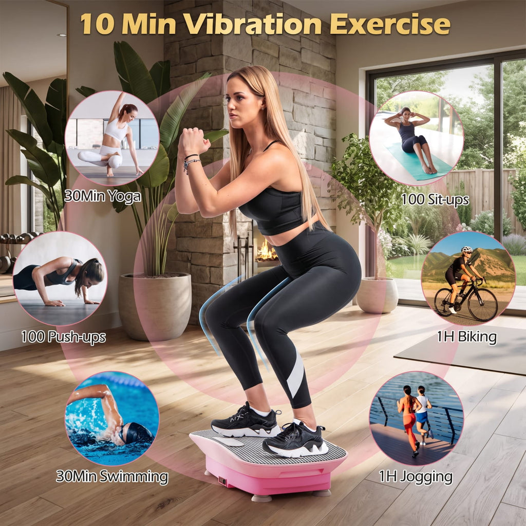 Airfind Vibration Plate Exercise Machine with 10 Speed Levels and Remote for Whole Body Workout Lymphatic Drainage, Pink