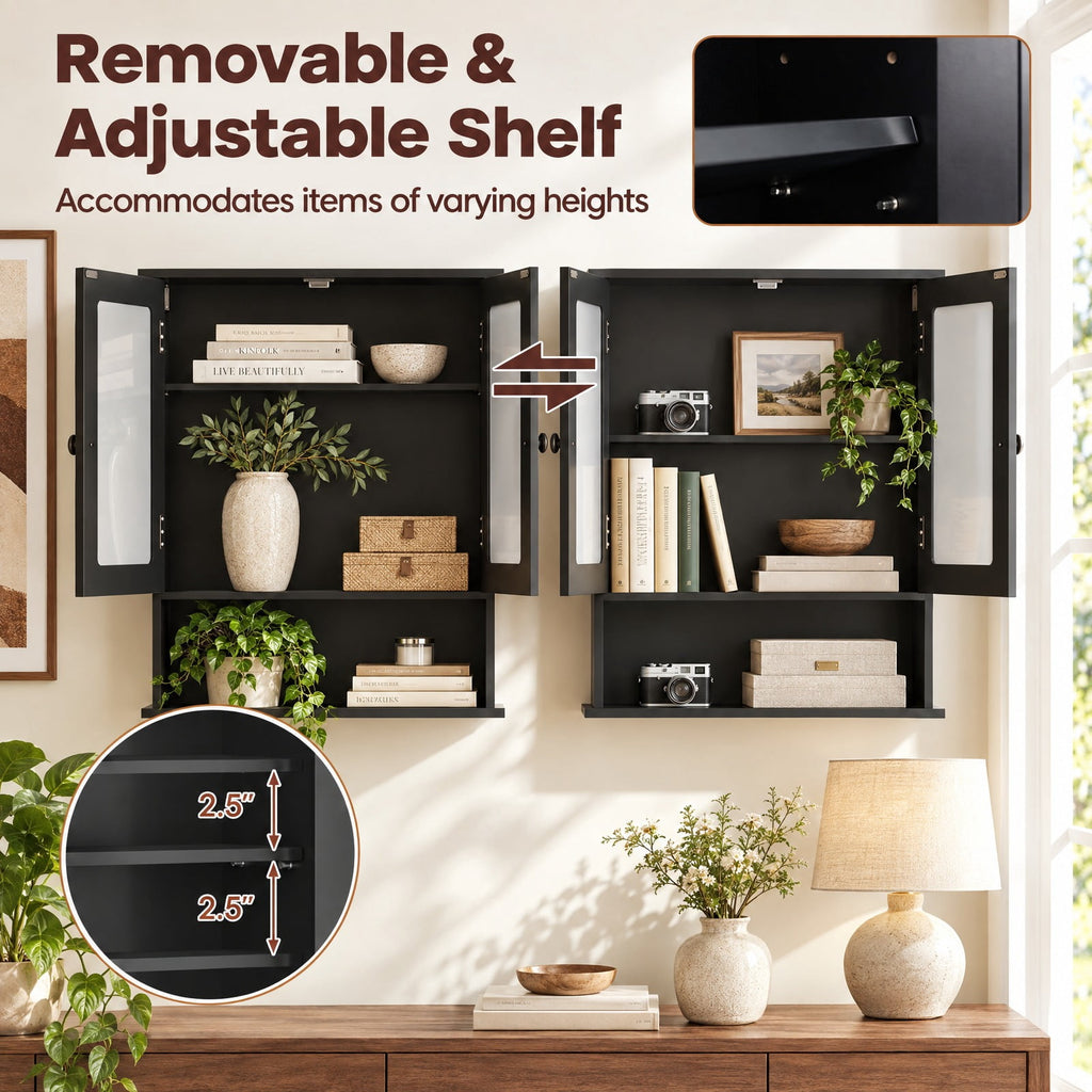 Airfind Double Door Wall-Mounted Bathroom Mirror Cabinet with Storage Shelf, 44 lbs Capacity, Engineered Wood Frame, 20in x 3.5in x 16in Footprint
