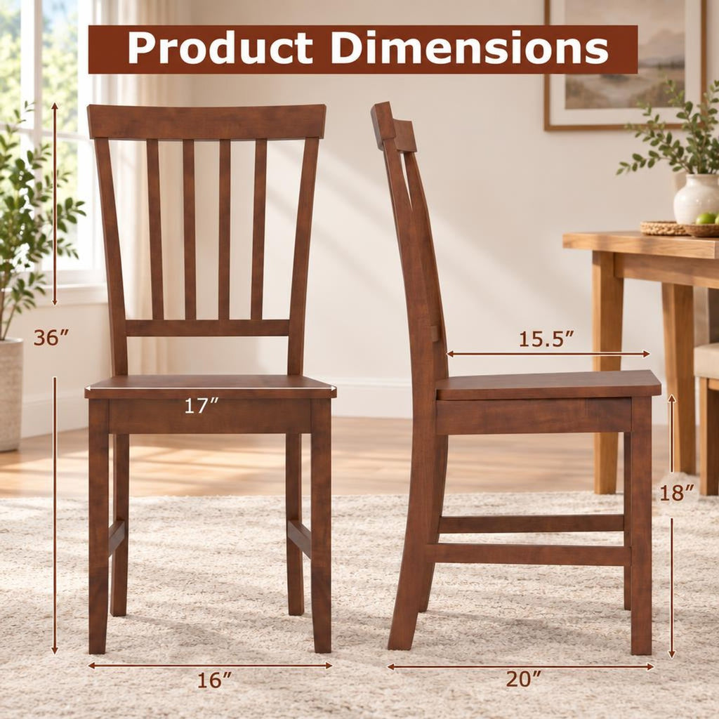 Airfind Set of 2 Dining Chairs with Solid Wooden Legs, 275 lbs Capacity, Rubber wood MDF Frame, 16 x 20 x 36 Footprint, Walnut