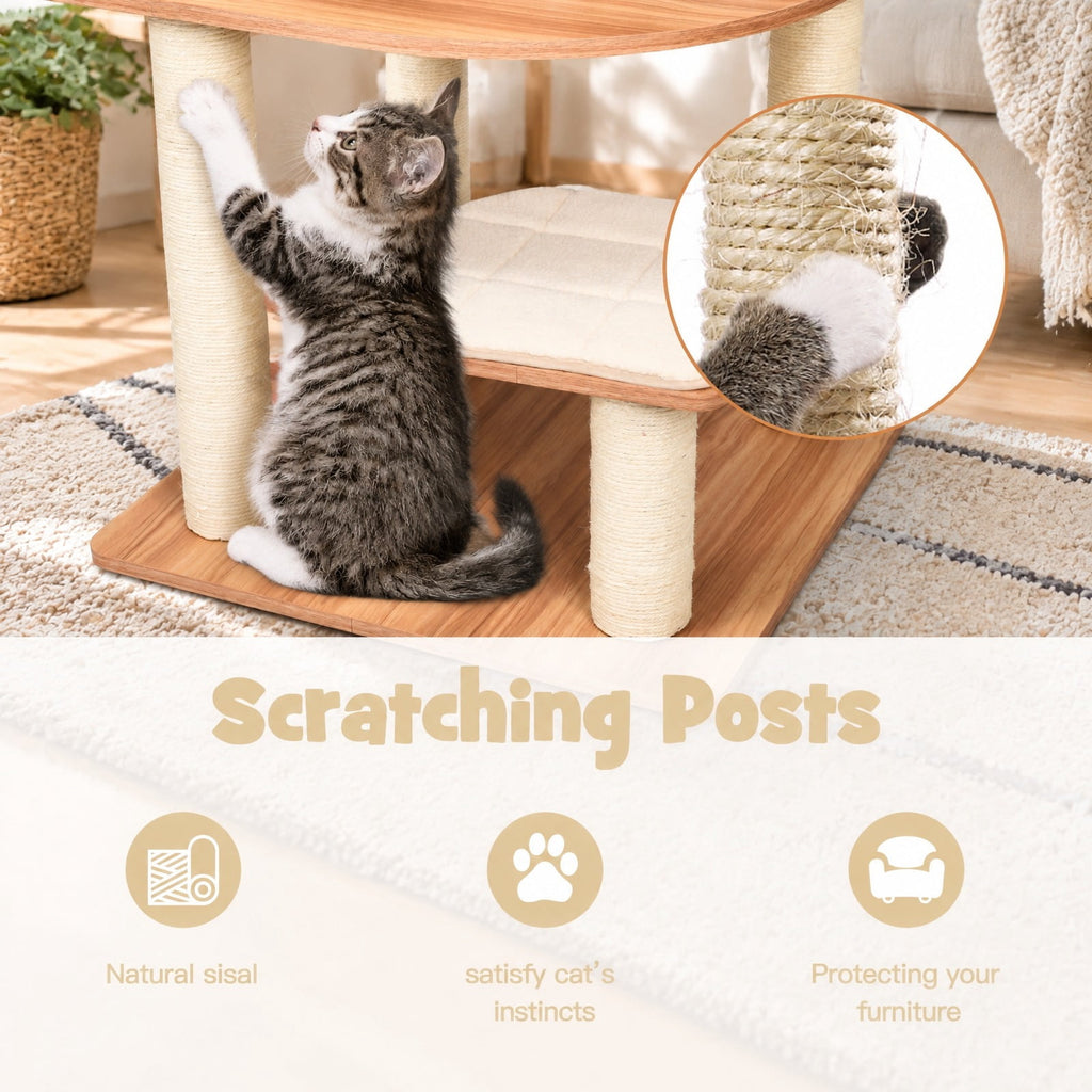 Airfind 7-Layer Wooden Cat Tree Tall Cat Tower with Sisal Posts and Condo, 33 lbs Capacity, Engineering Board Sisal Rope Plush Frame, Natural