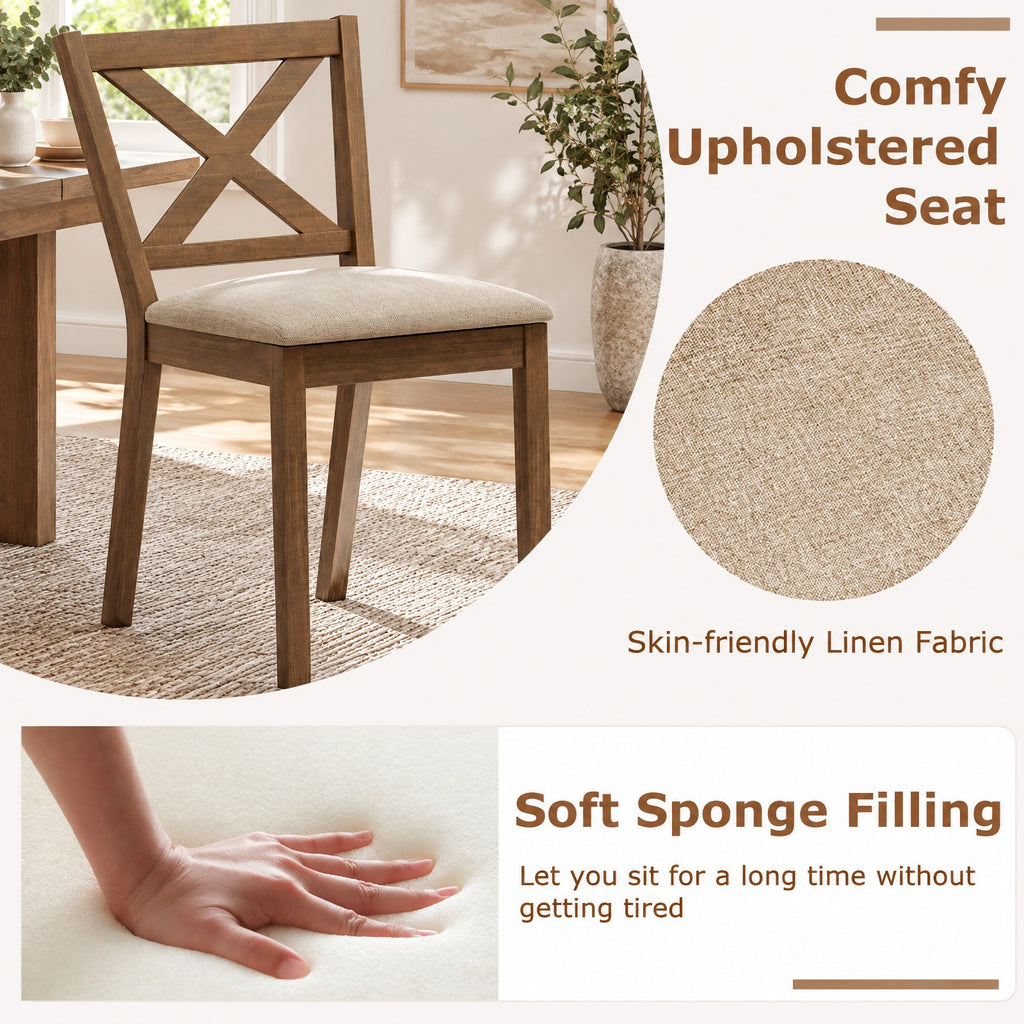 Airfind Dining Chair Set of 2 Modern Kitchen Chair with Upholstered Seat, Brown, The stable structure ensures a weight capacity of up to 400 lbs