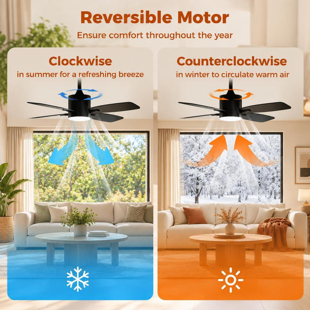 Airfind 42inch Ceiling Fan with Light and Remote 3CCT LED with Memory 4H Timer 6 Speeds, Metal Plywood PC Frame, Black