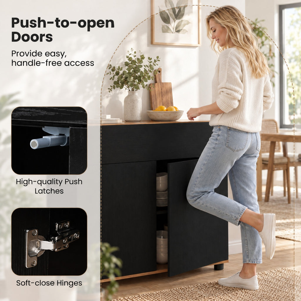 Airfind Sideboard Buffet Cabinet with Storage Wooden Kitchen Storage Cabinet, 44 lbs Capacity, Engineered Wood MDF PP Frame, Black