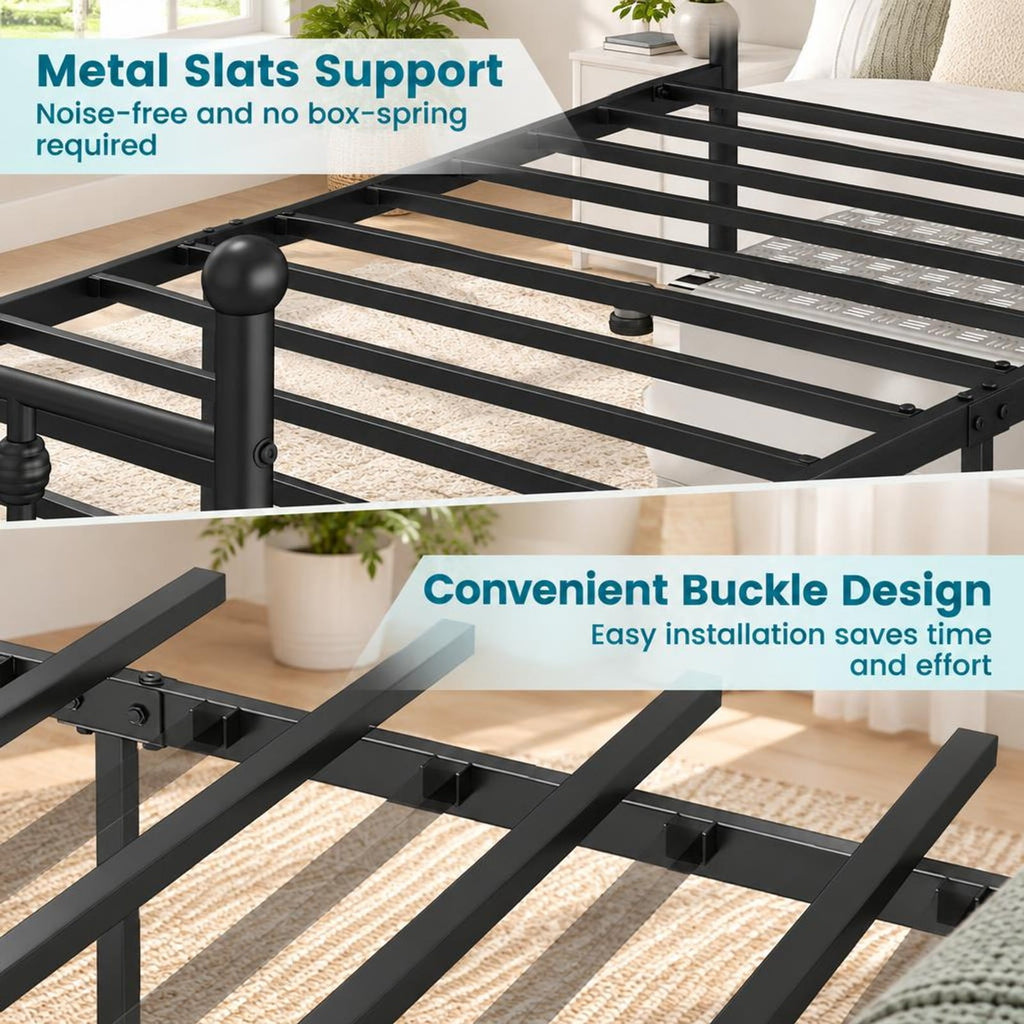 Airfind Full/Queen/Twin Size Heavy-duty Metal Bed Frame with Headboard, 660 lbs Capacity, Metal Frame, 78 x 40 x 50 Footprint, Black
