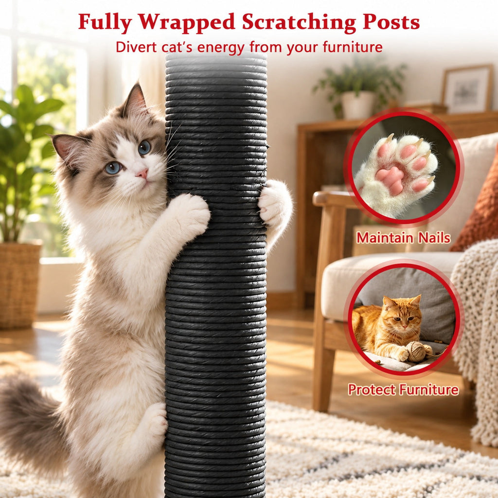 Airfind 51in Gothic Multi-level Cat Tree with Spider Hanging Toy for Black Halloween, 22 lbs Capacity, Red