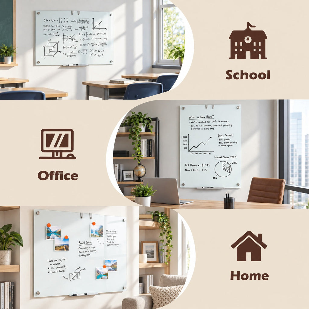 Airfind 36 x 24 Inches Glass Whiteboard with Eraser and Removable Tray, Tempered Glass Galvanized Metal Frame, 36 x 24 x 0.16 Footprint, White