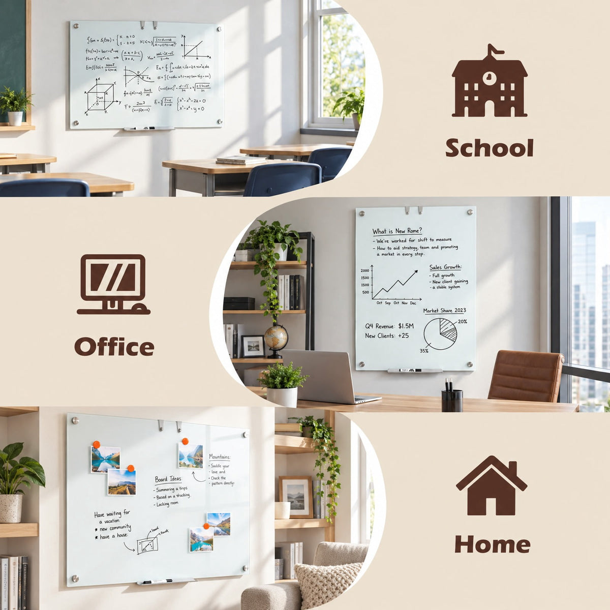 Airfind 36 x 24 Inches Glass Whiteboard with Eraser and Removable Tray, Tempered Glass Galvanized Metal Frame, 36 x 24 x 0.16 Footprint, White