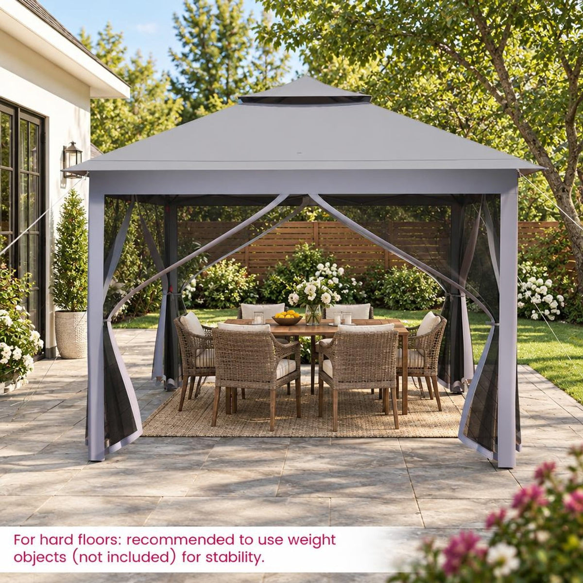 Airfind 11 x 11 Feet 2-Tier Pop-Up Gazebo Tent Portable Canopy Shelter Carry Bag Mesh, Polyester fabric steel pipe Frame, Gray