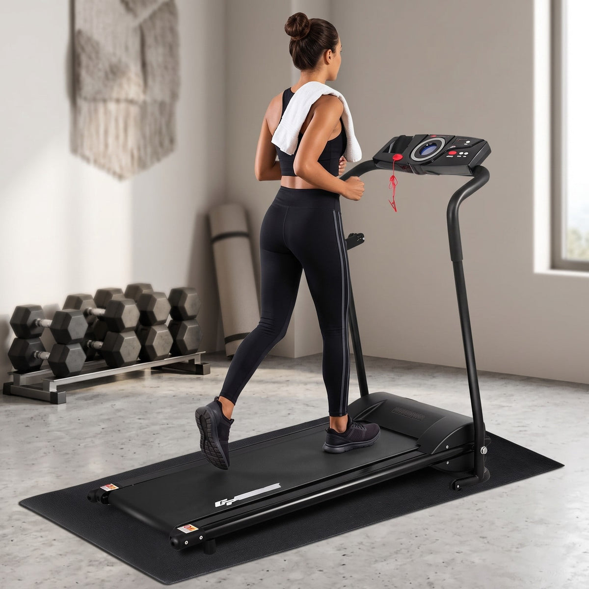 Airfind 59 Inch Long Thicken PVC Equipment Mat for Treadmill and Exercise Bike to Protect Home and Gym Wood Floors, Black