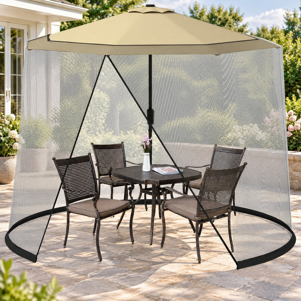 Airfind 9 -10 Feet Outdoor Umbrella Table Screen Mosquito Bug Insect Net, 30 x 7 Footprint, Black, Overall dimension 30 x 7 (L x H)