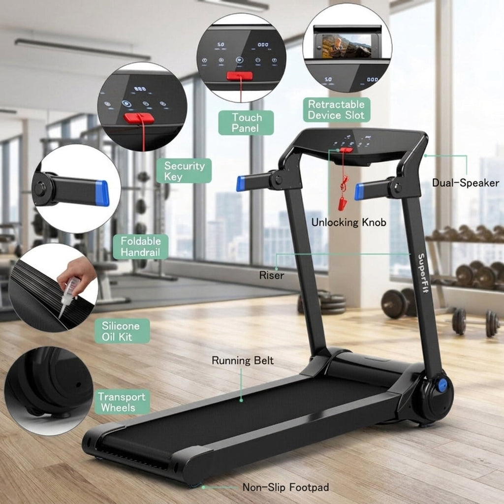 Airfind 3HP Folding Cardio Treadmill with Audio Console, Blue