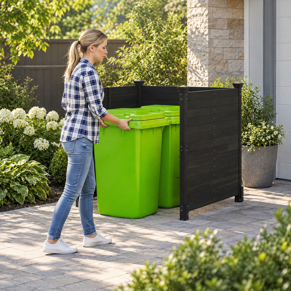 Airfind 3-Panel Outdoor Privacy Air Conditioner Fence for Outside, Fir Wood, 47 Inch x 47 Inch x 45.5 Inch Length of Each Ground Stake 12 Inch