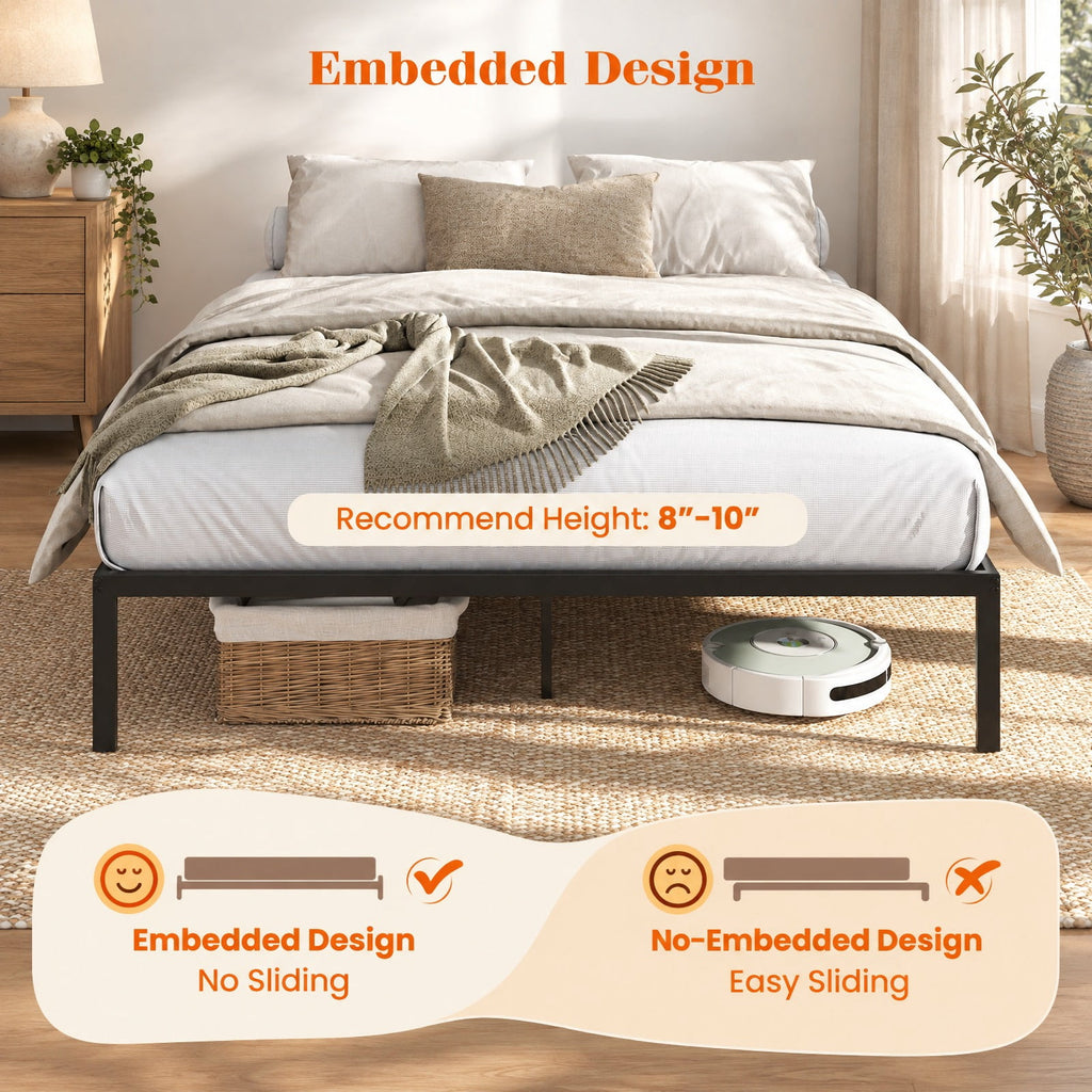 Airfind Full/Queen/King Size Metal Bed Frame Heavy Duty Support Slats Mattress Foundation, 660 lbs Capacity, Metal Full Frame, Black