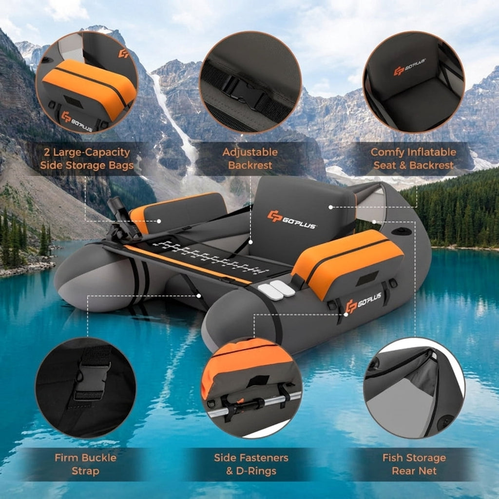 Airfind Inflatable Float Tube for Fly Fishing with Storage Pockets, Gray