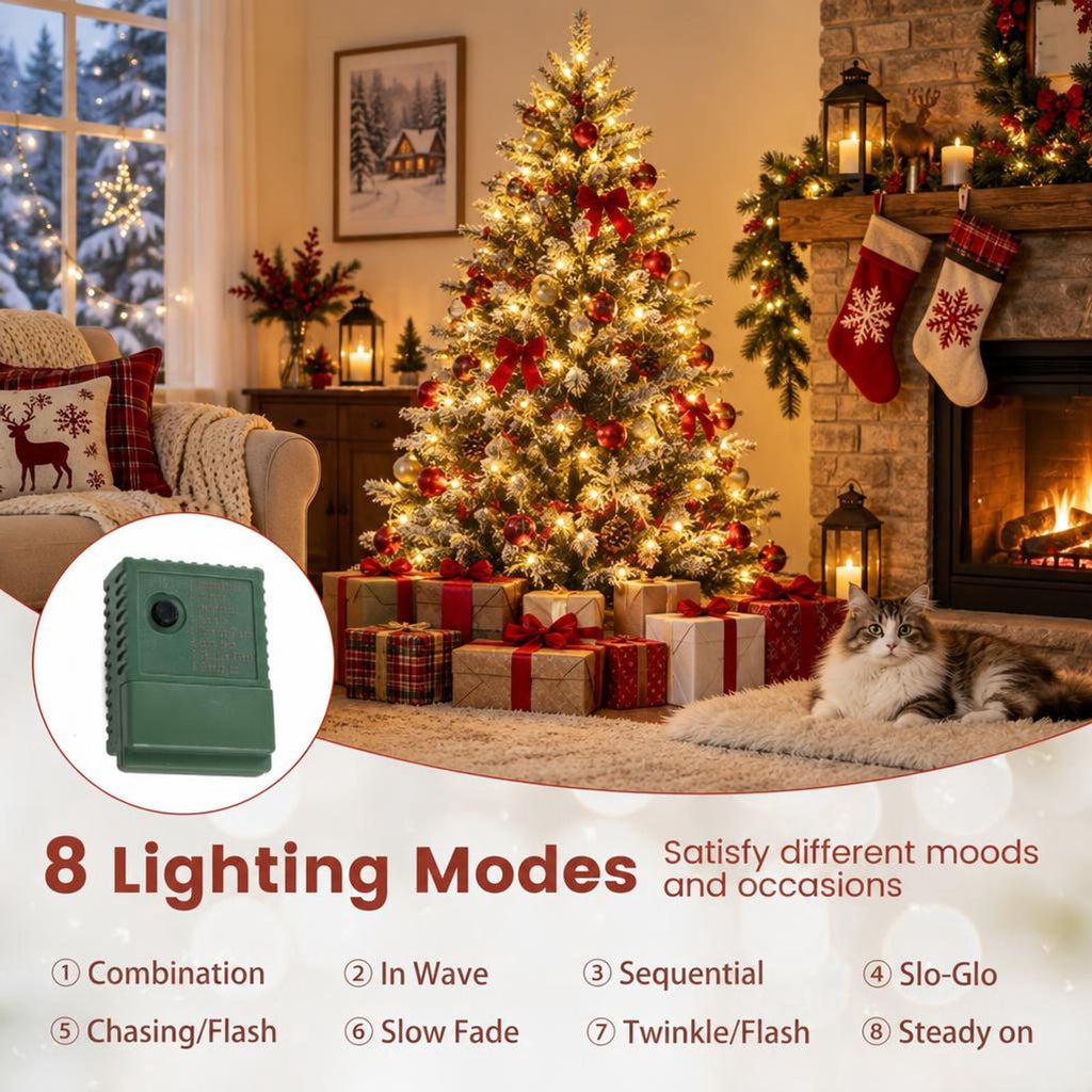 Airfind 5 Feet Pre-Lit Artificial Christmas Tree with 8 Modes LED Lights with Berries, PVC PE PET Metal 5 Feet Frame, 3 x 5 ft Footprint, Green