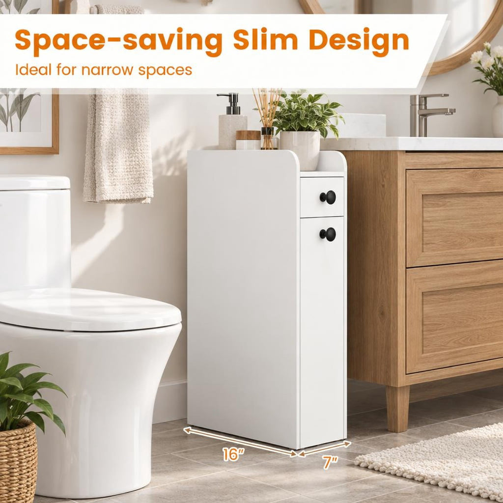 Airfind Small Bathroom Storage Cabinet 4-Tier with Slide Out Drawers on Casters, 66 lbs Capacity, MDF Frame, 16 Inch x 7 Inch x 27.5 Inch Drawer Footprint