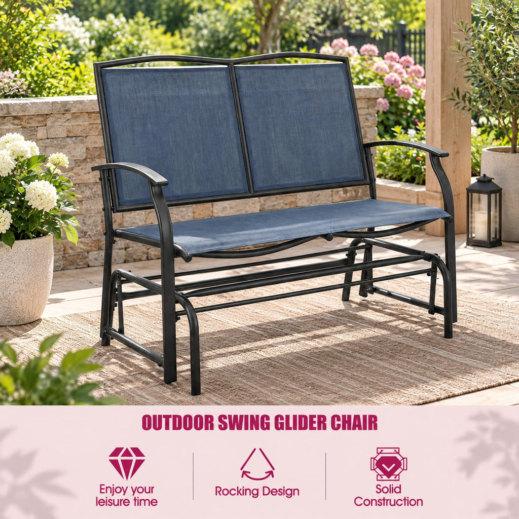 Airfind Iron Patio Rocking Chair for Outdoor Backyard and Lawn, 396 lbs Product weight: 23.5 lbs Capacity, Steel and textilene Frame, Navy