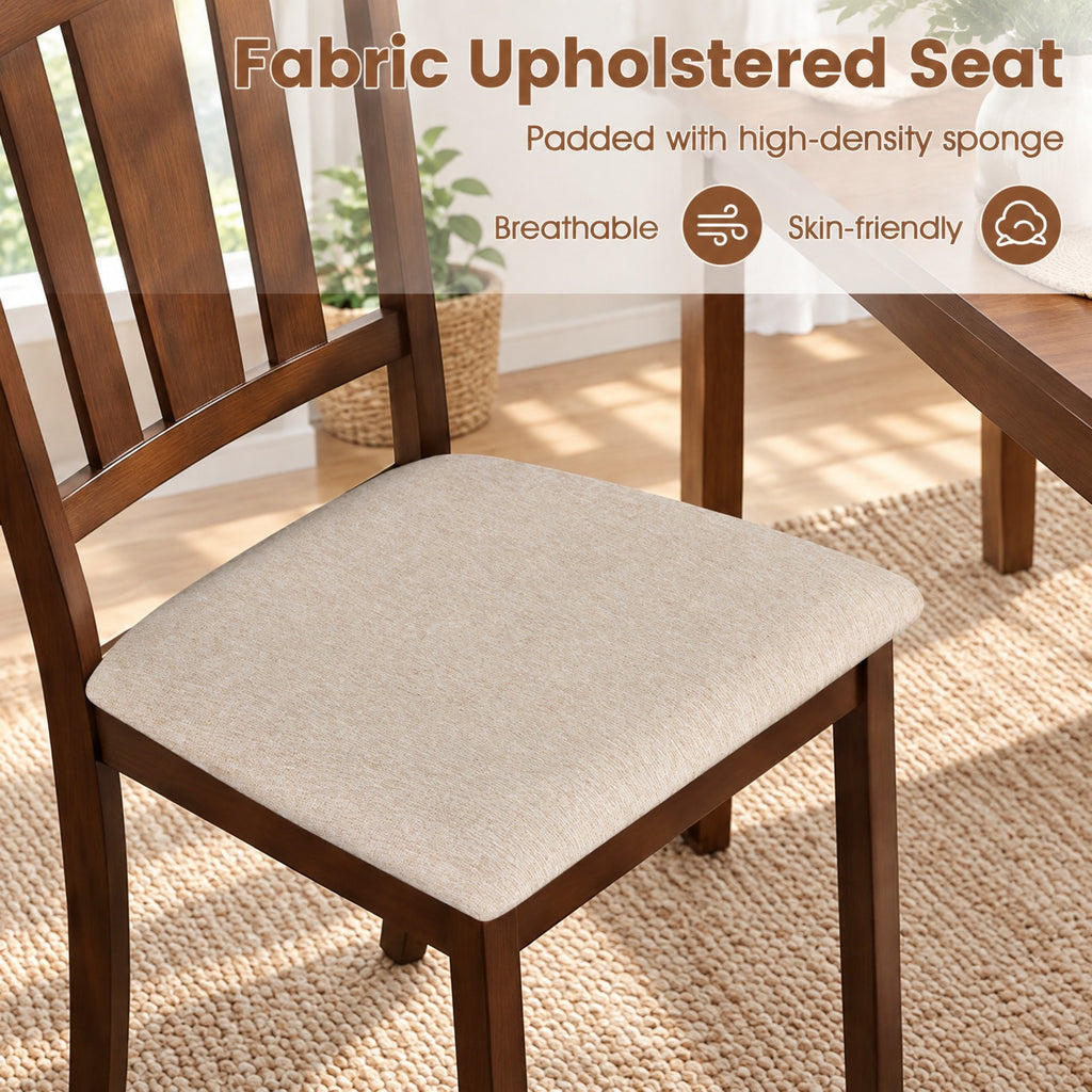 Airfind Set of 2 Wooden Dining Chair with Hollow Back and Soft-padded Cushion, 330 lbs Capacity, Rubberwood Fabric Sponge Engineered Wood Frame