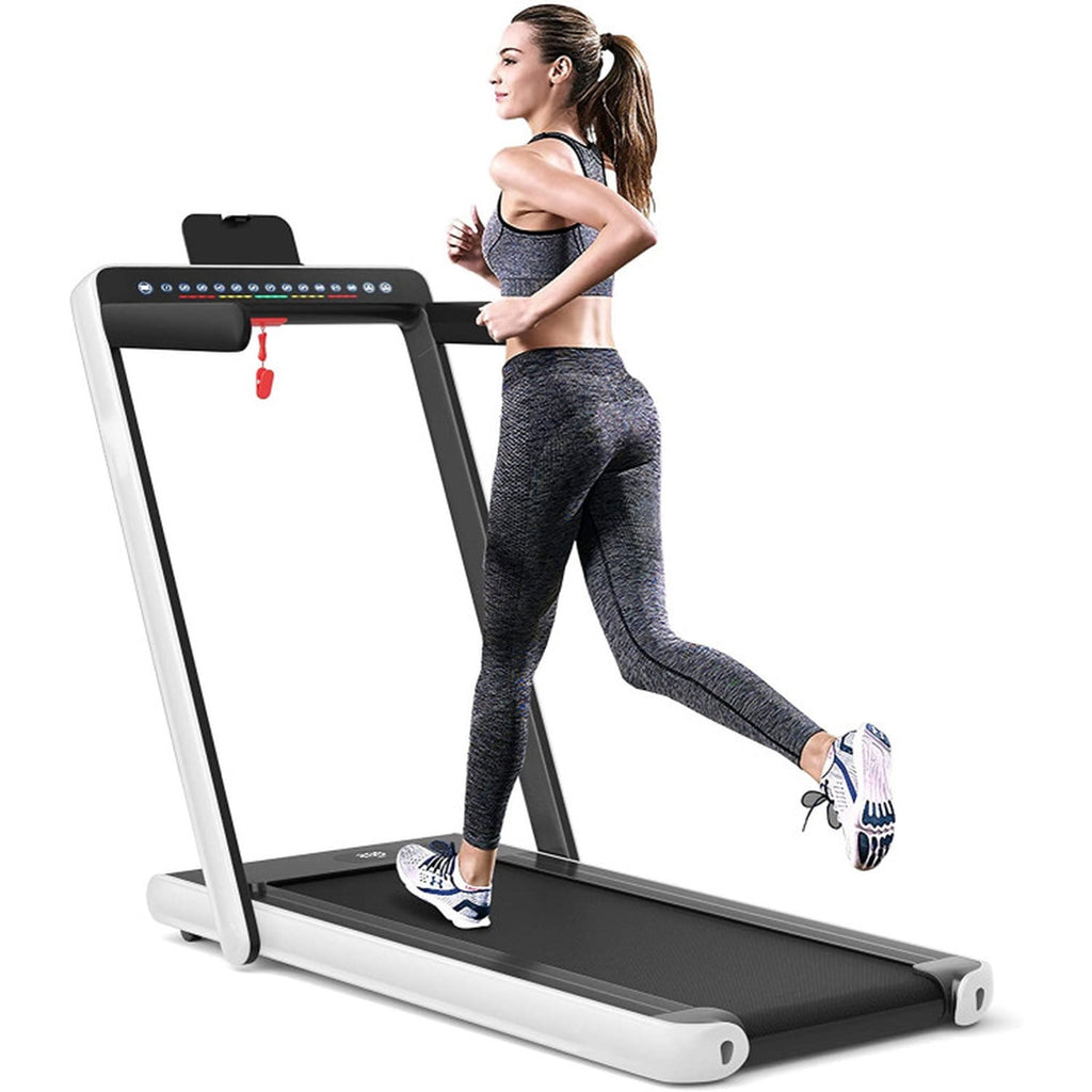 Airfind 2-in-1 Walk-to-Run Folding Treadmill Audio Console, White