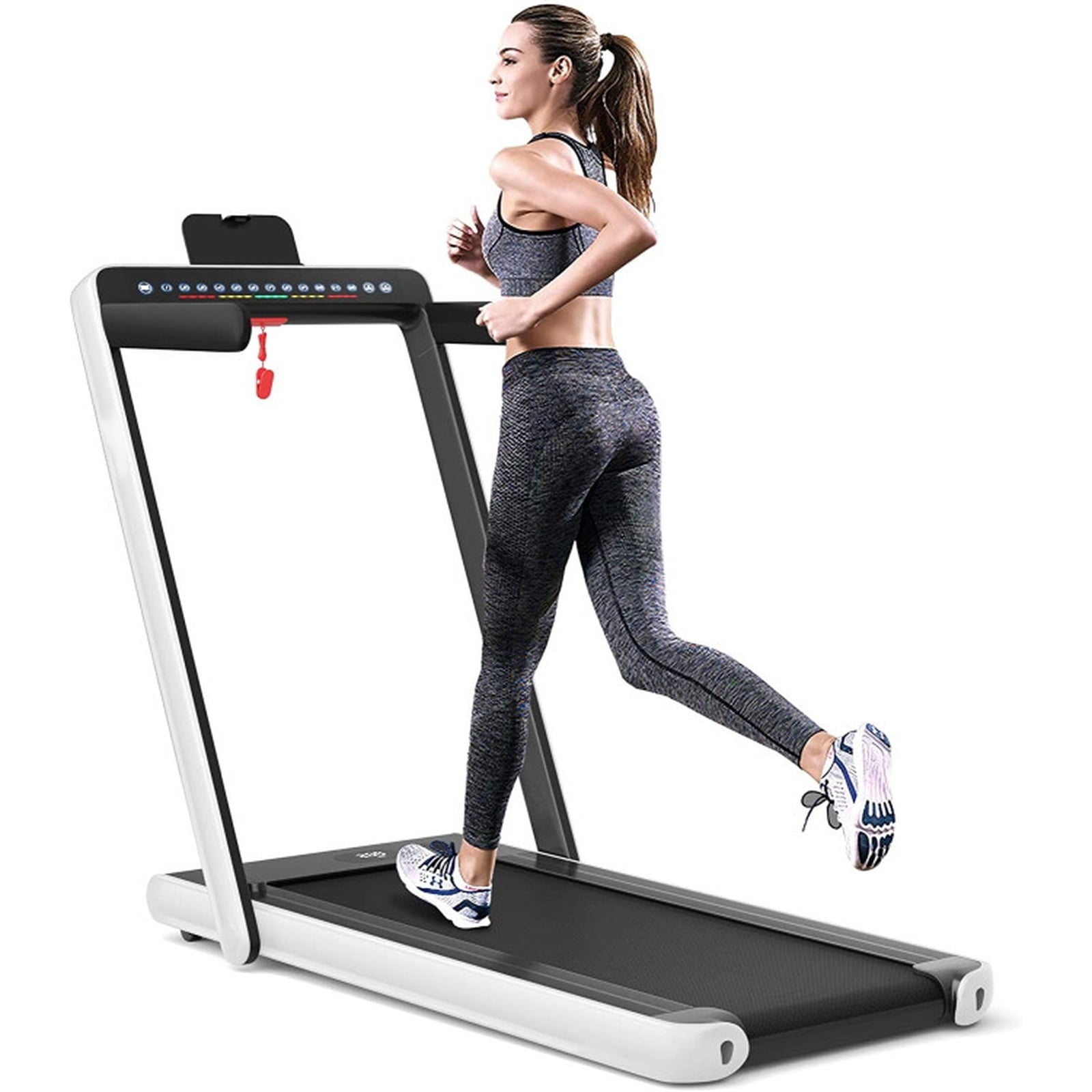 Airfind 2-in-1 Walk-to-Run Folding Treadmill Audio Console, White