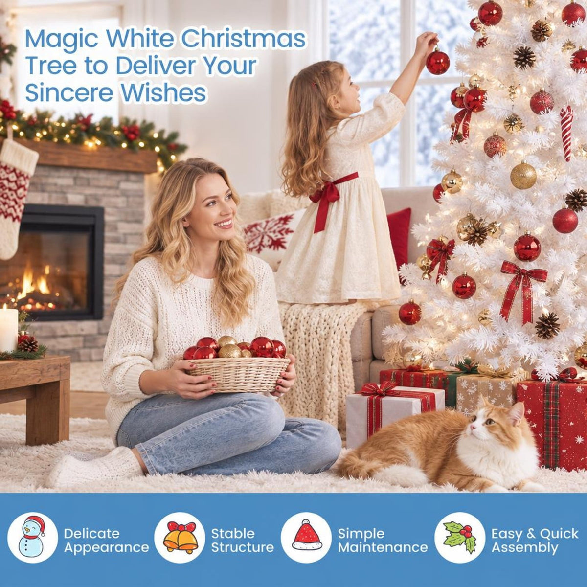 Airfind 7 ft White Artificial PVC Christmas Tree with Stand, PVC Frame, White, Made from brand new and high quality PVC