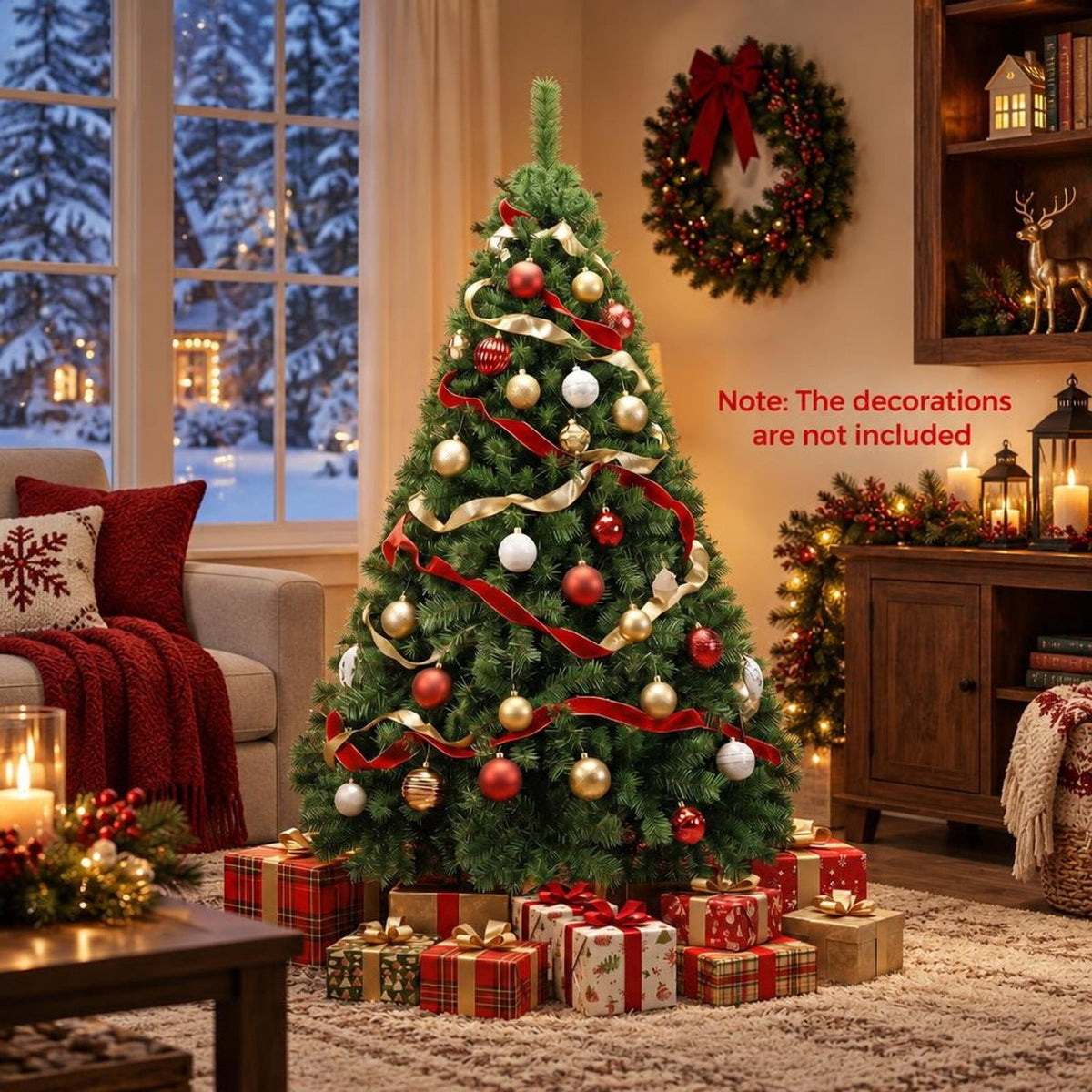 Airfind 5ft Automatic Christmas Tree with 519 Full PVC Branch Tips, PVC Frame, Tree Height 5 ft, Tree Width 3 ft