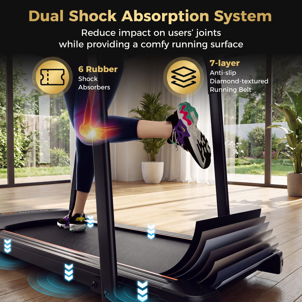 Airfind 2.5 HP Walking Treadmill with Long Handrails and 15 Preset Programs for Seniors Home Gym Low Impact Cardio, Black